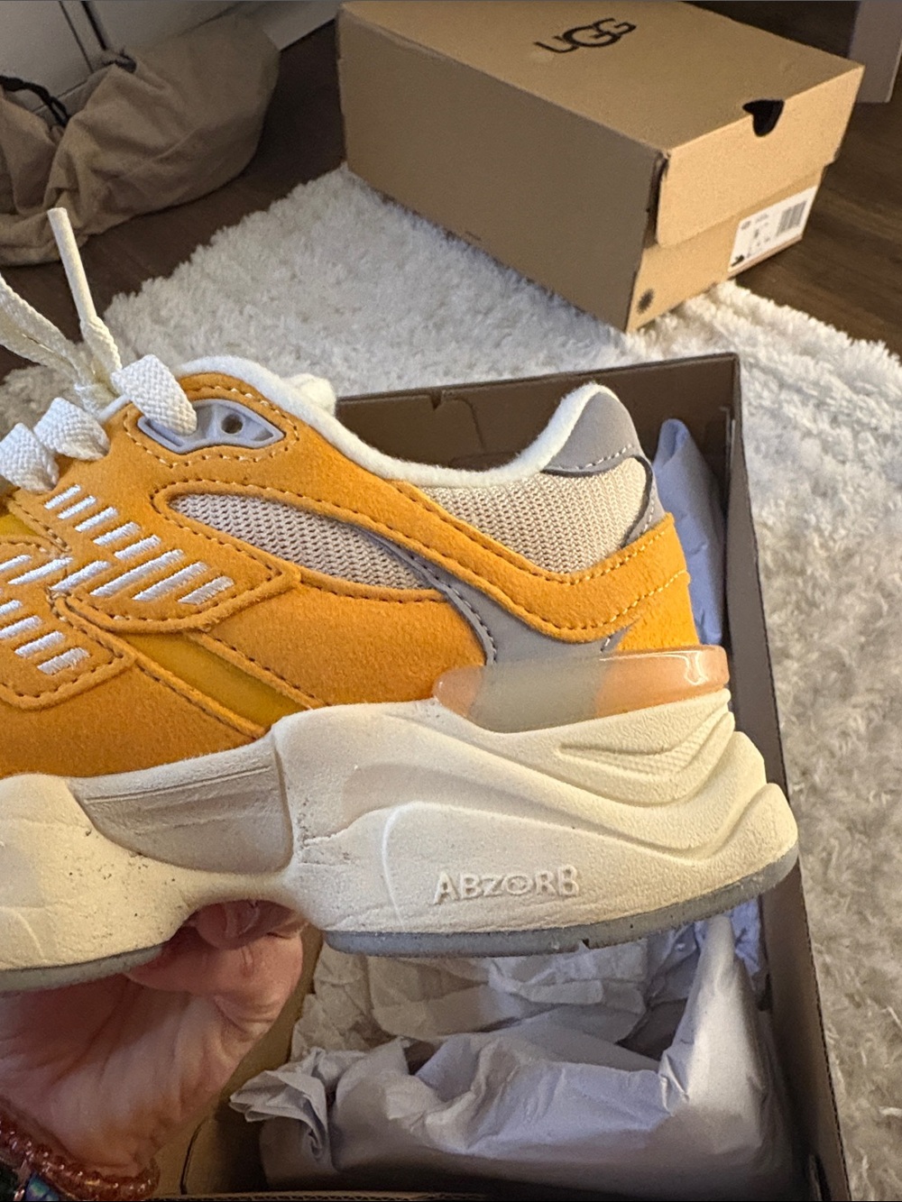 New Balance Orange and Gray Chunky Dad Sneakers - Picture 11 of 13